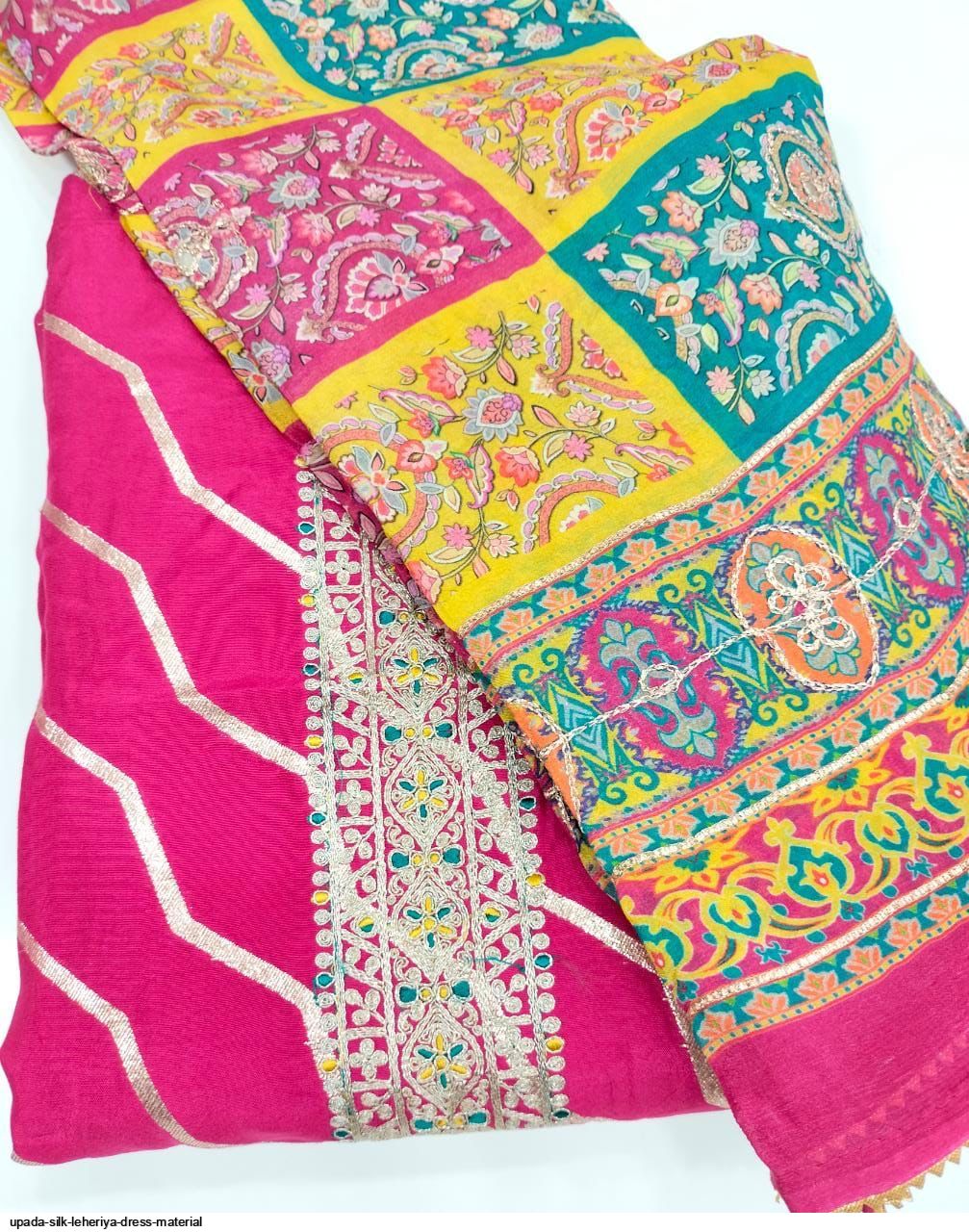 uppada silk dress material UPADA SILK LEHERIYA DRESS MATERIAL