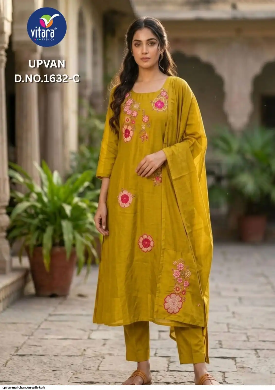 UPVAN MUL CHANDERI WITH KURTI 1632 C