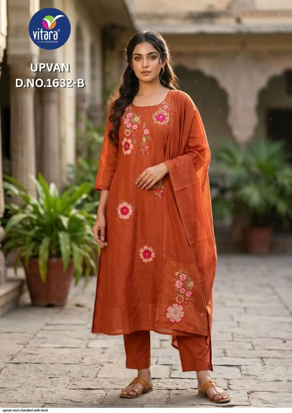 UPVAN MUL CHANDERI WITH KURTI 1632 B