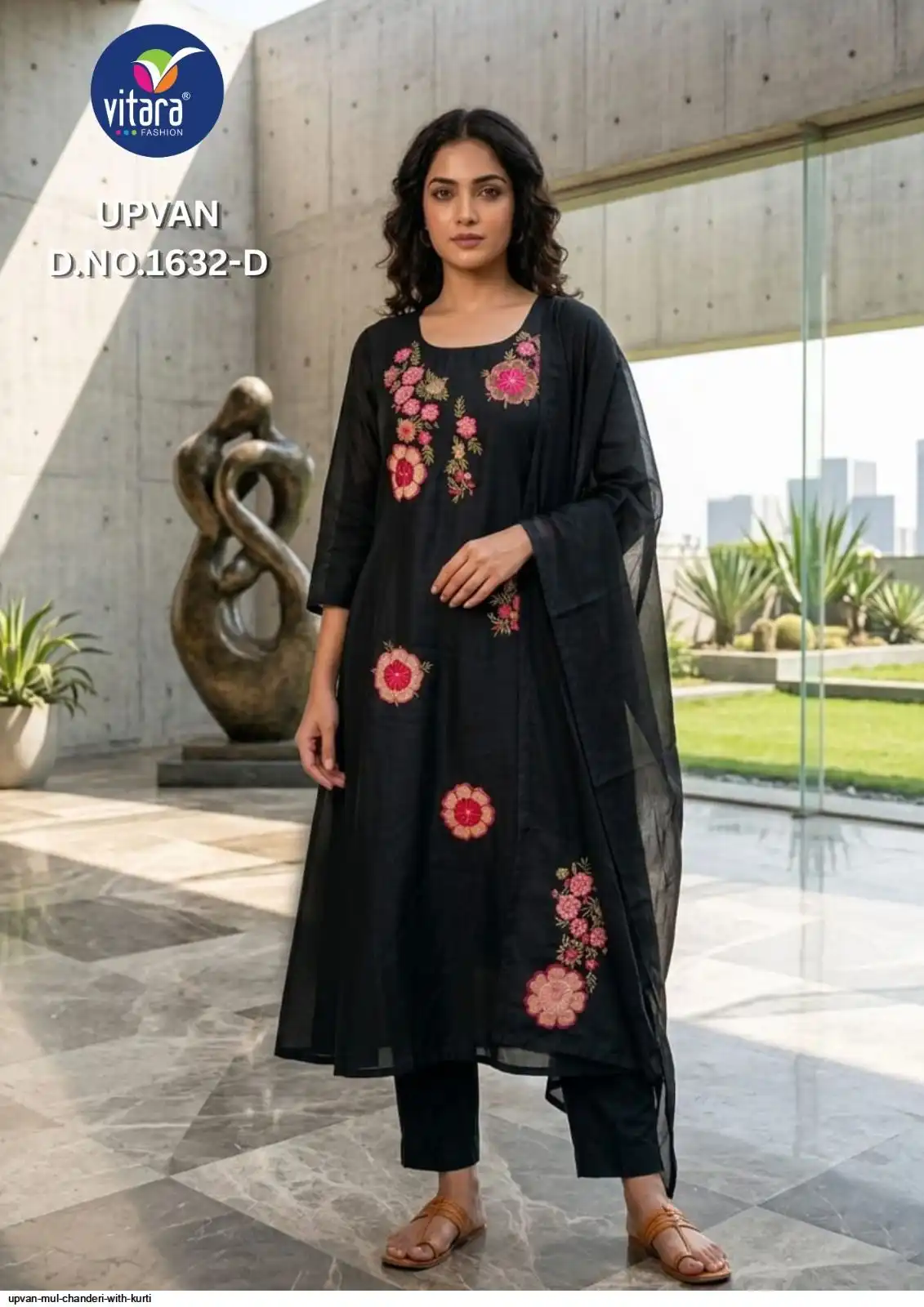 UPVAN MUL CHANDERI WITH KURTI 1632 D