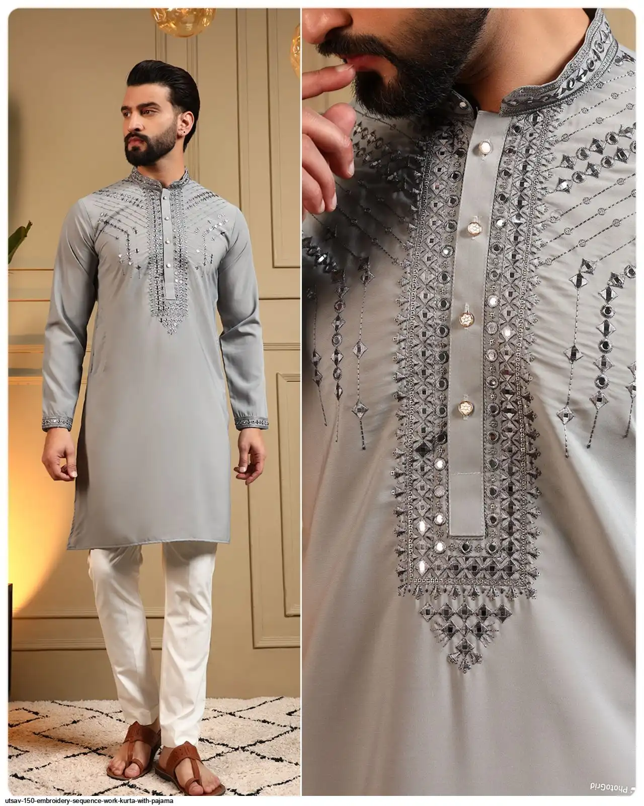 UTSAV 150 EMBROIDERY SEQUENCE WORK KURTA WITH PAJAMA A