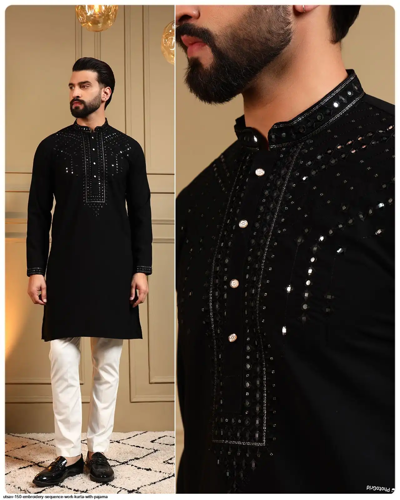 UTSAV 150 EMBROIDERY SEQUENCE WORK KURTA WITH PAJAMA B