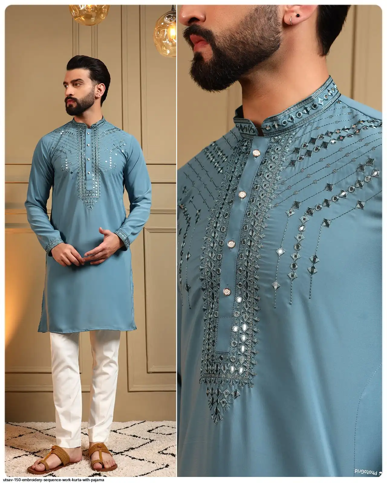 UTSAV 150 EMBROIDERY SEQUENCE WORK KURTA WITH PAJAMA D