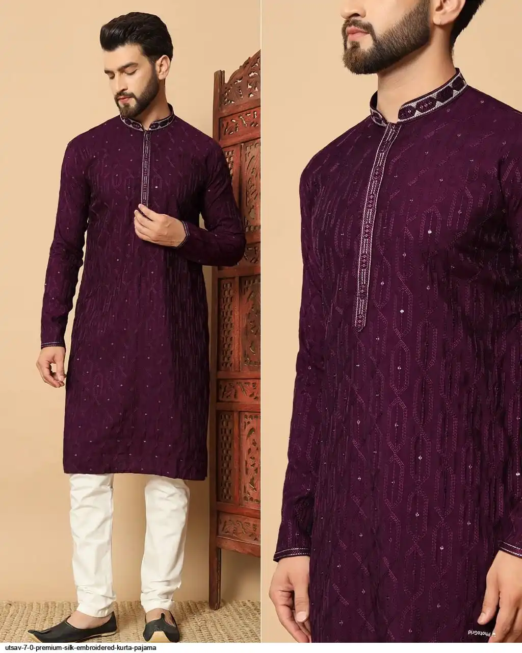 UTSAV 7 0 PREMIUM SILK EMBROIDERED KURTA PAJAMA B
