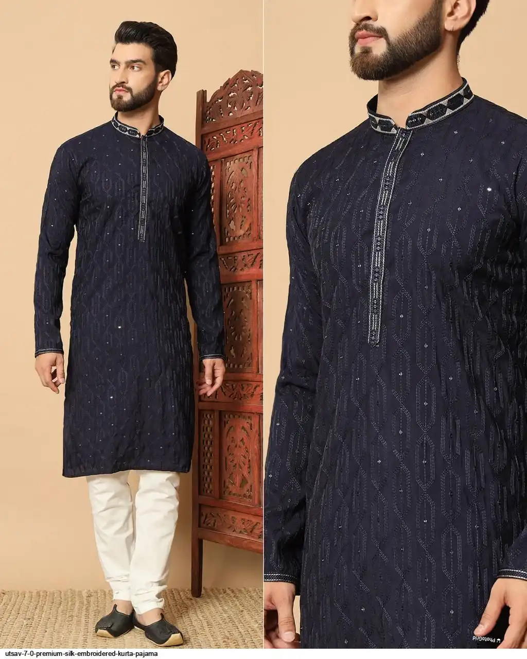 UTSAV 7 0 PREMIUM SILK EMBROIDERED KURTA PAJAMA E