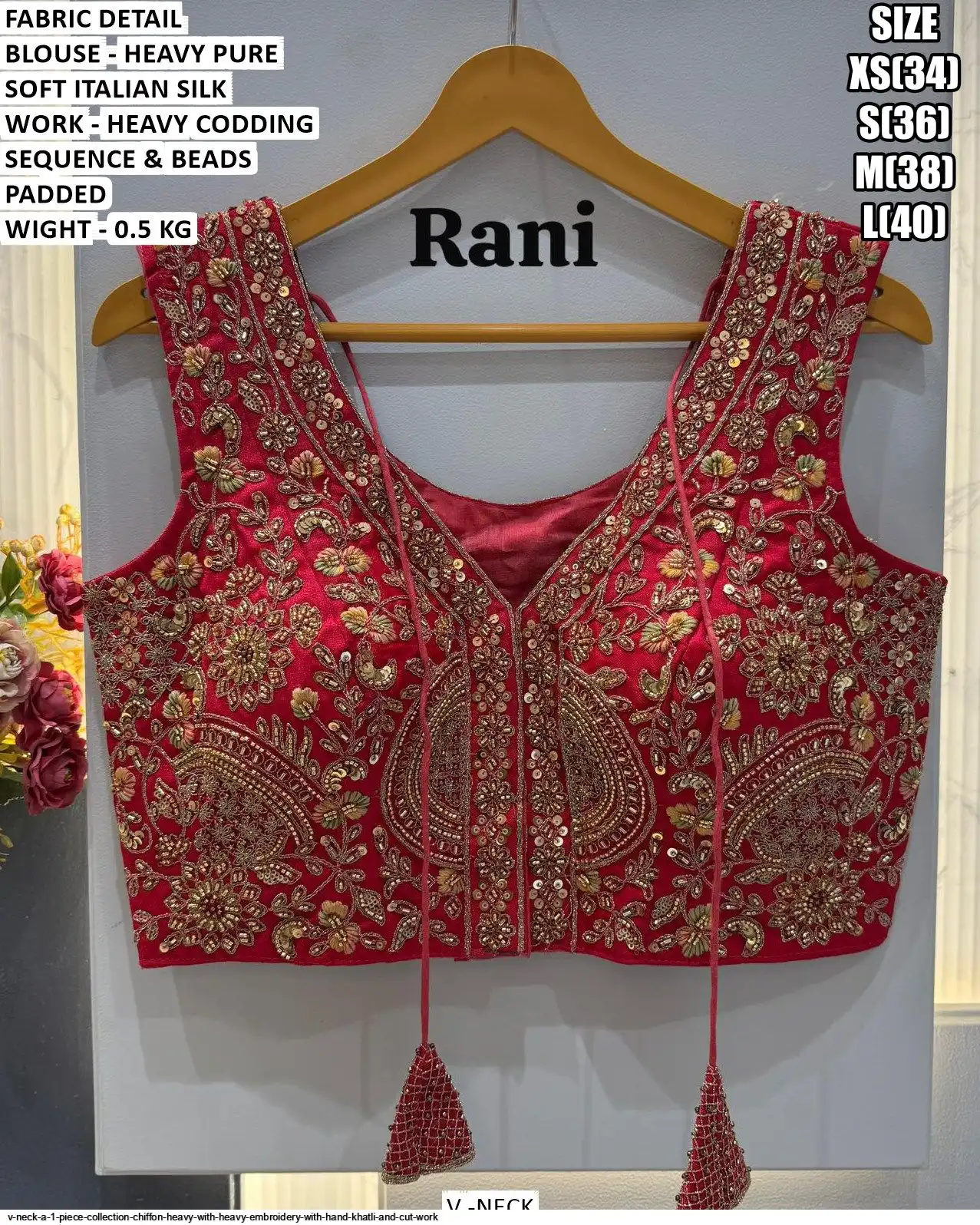 V NECK HEAVY PURE SOFT ITALIAN SILK SEQUENCE BLOUSE E