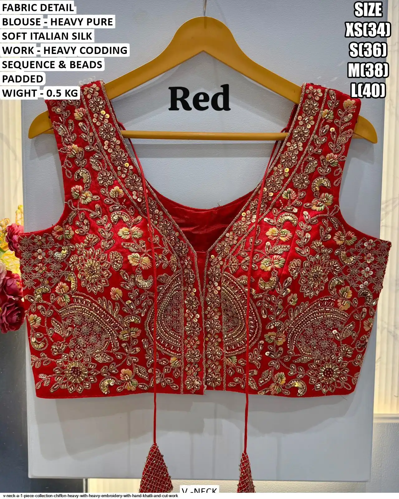 V NECK HEAVY PURE SOFT ITALIAN SILK SEQUENCE BLOUSE H