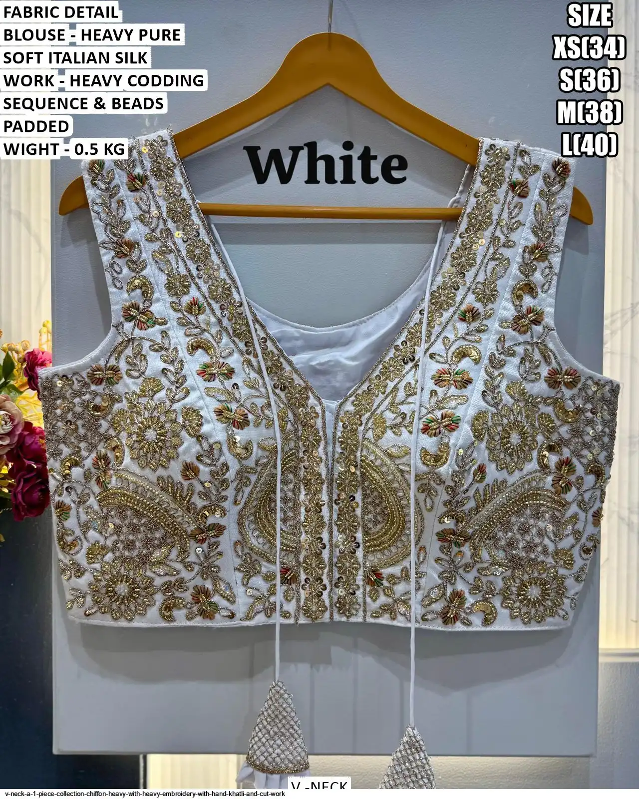 V NECK HEAVY PURE SOFT ITALIAN SILK SEQUENCE BLOUSE K