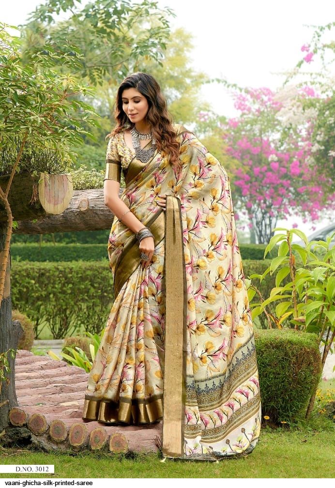 Pure Tussar Ghicha Printed Silk Saree