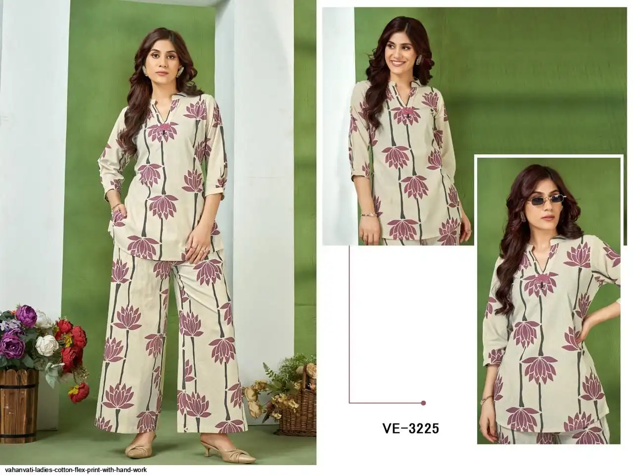 VAHANVATI LADIES COTTON FLEX PRINT WITH HAND WORK B