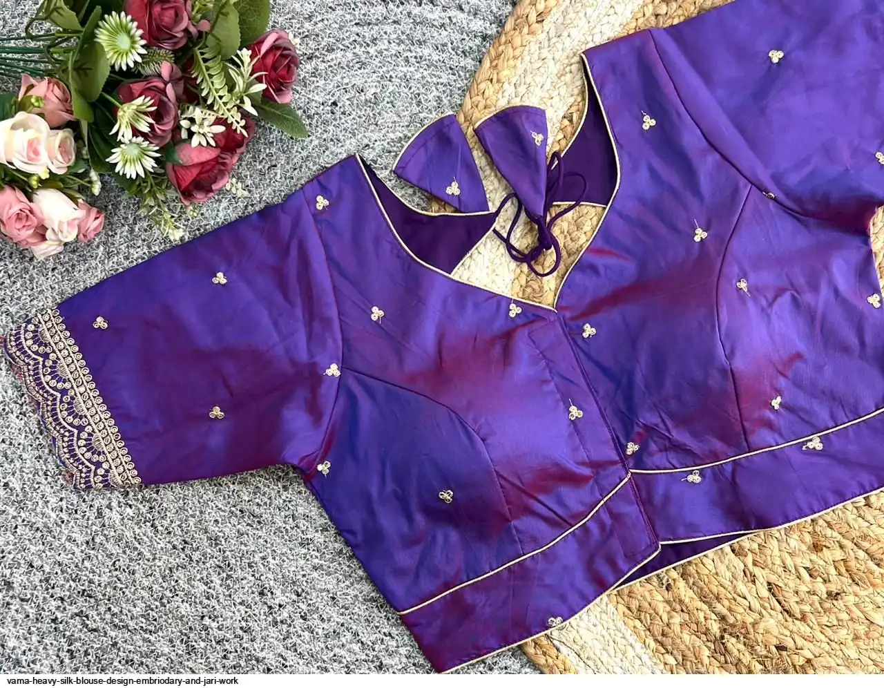VAMA HEAVY SILK BLOUSE DESIGN EMBRIODARY AND JARI WORK 3