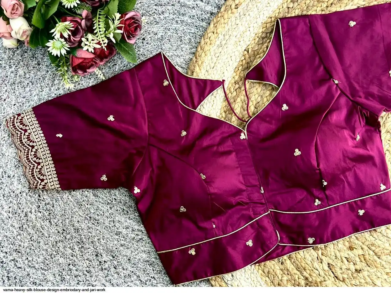 VAMA HEAVY SILK BLOUSE DESIGN EMBRIODARY AND JARI WORK 8