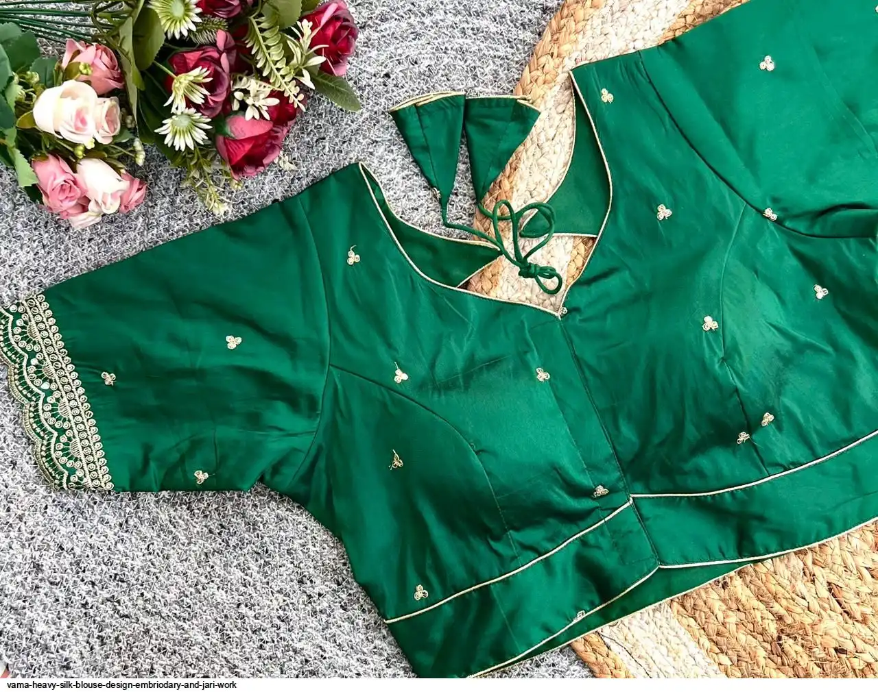 VAMA HEAVY SILK BLOUSE DESIGN EMBRIODARY AND JARI WORK 9