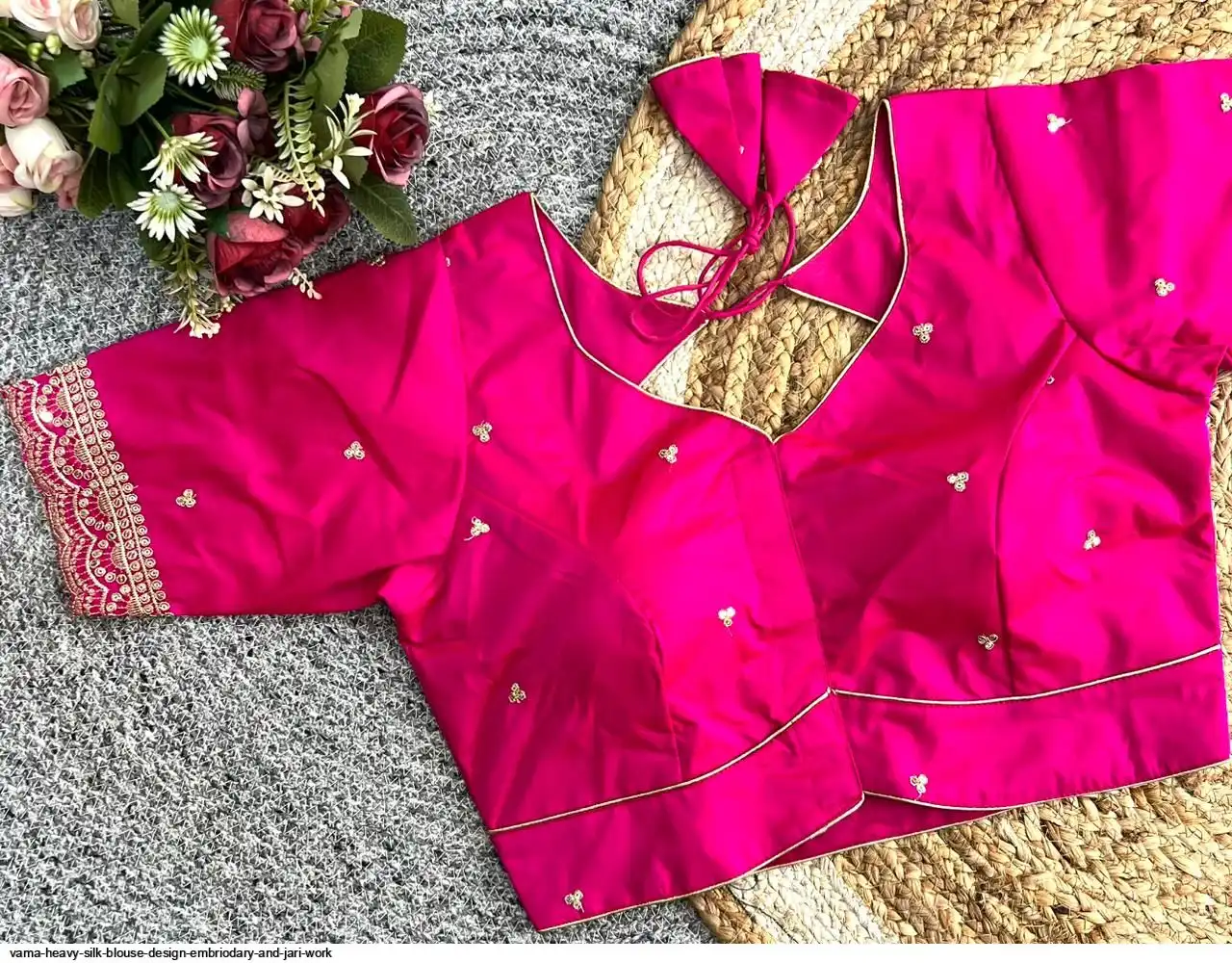 VAMA HEAVY SILK BLOUSE DESIGN EMBRIODARY AND JARI WORK 10