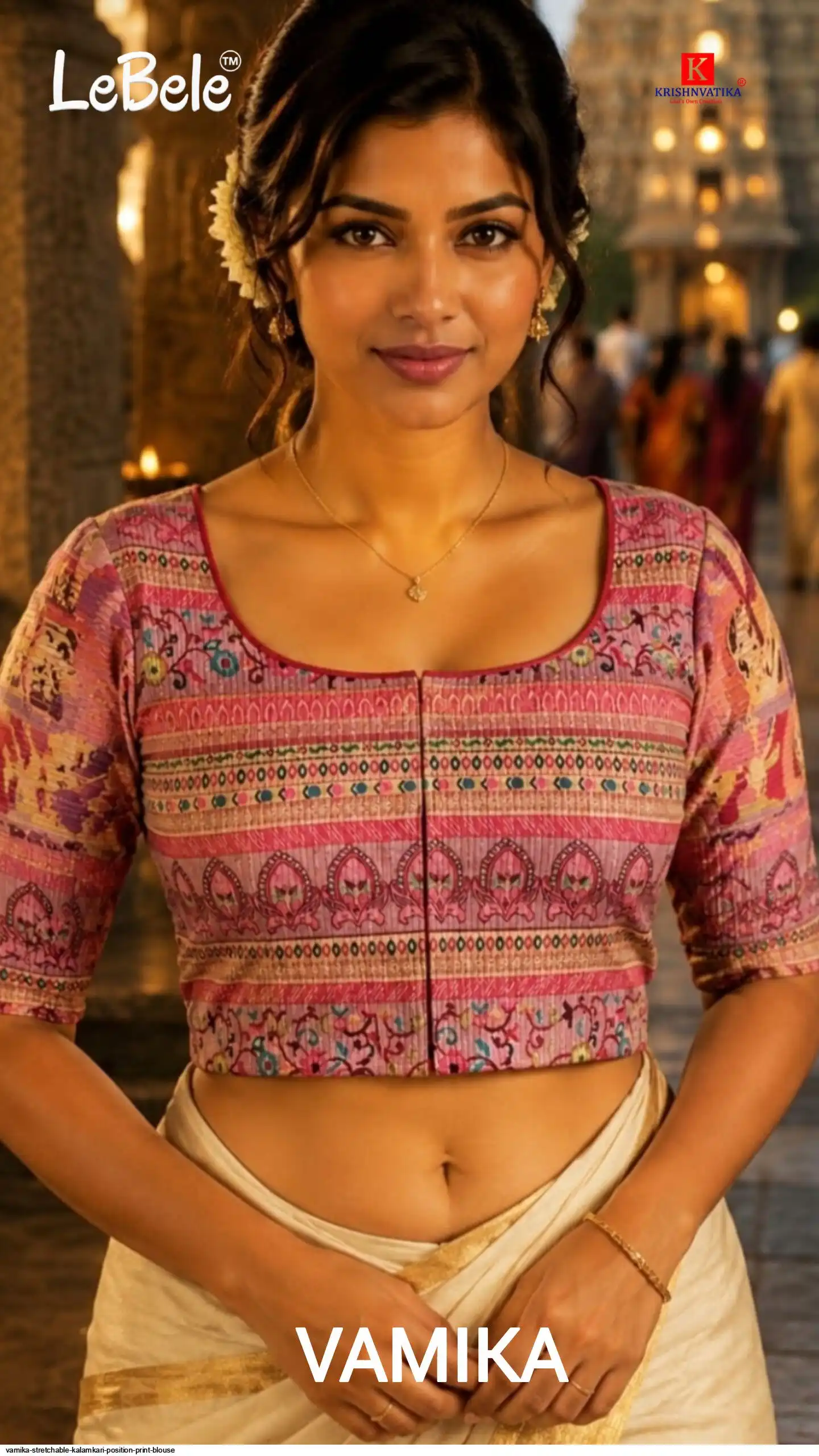 VAMIKA STRETCHABLE KALAMKARI POSITION PRINT BLOUSE 4