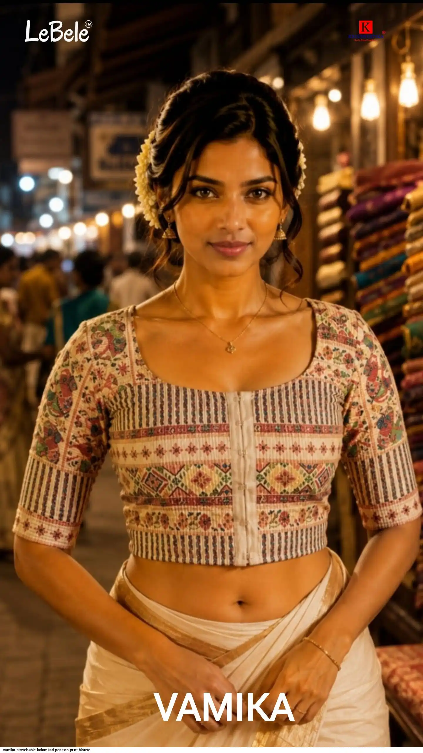 VAMIKA STRETCHABLE KALAMKARI POSITION PRINT BLOUSE 6