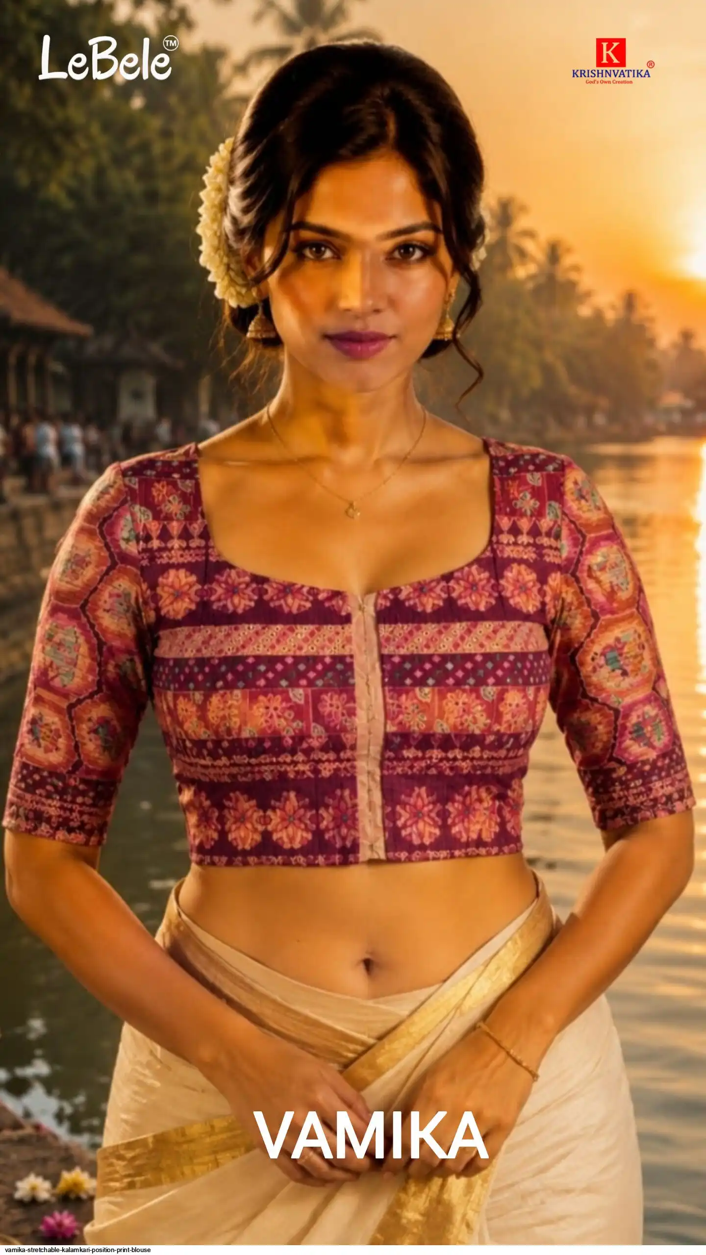 VAMIKA STRETCHABLE KALAMKARI POSITION PRINT BLOUSE 7