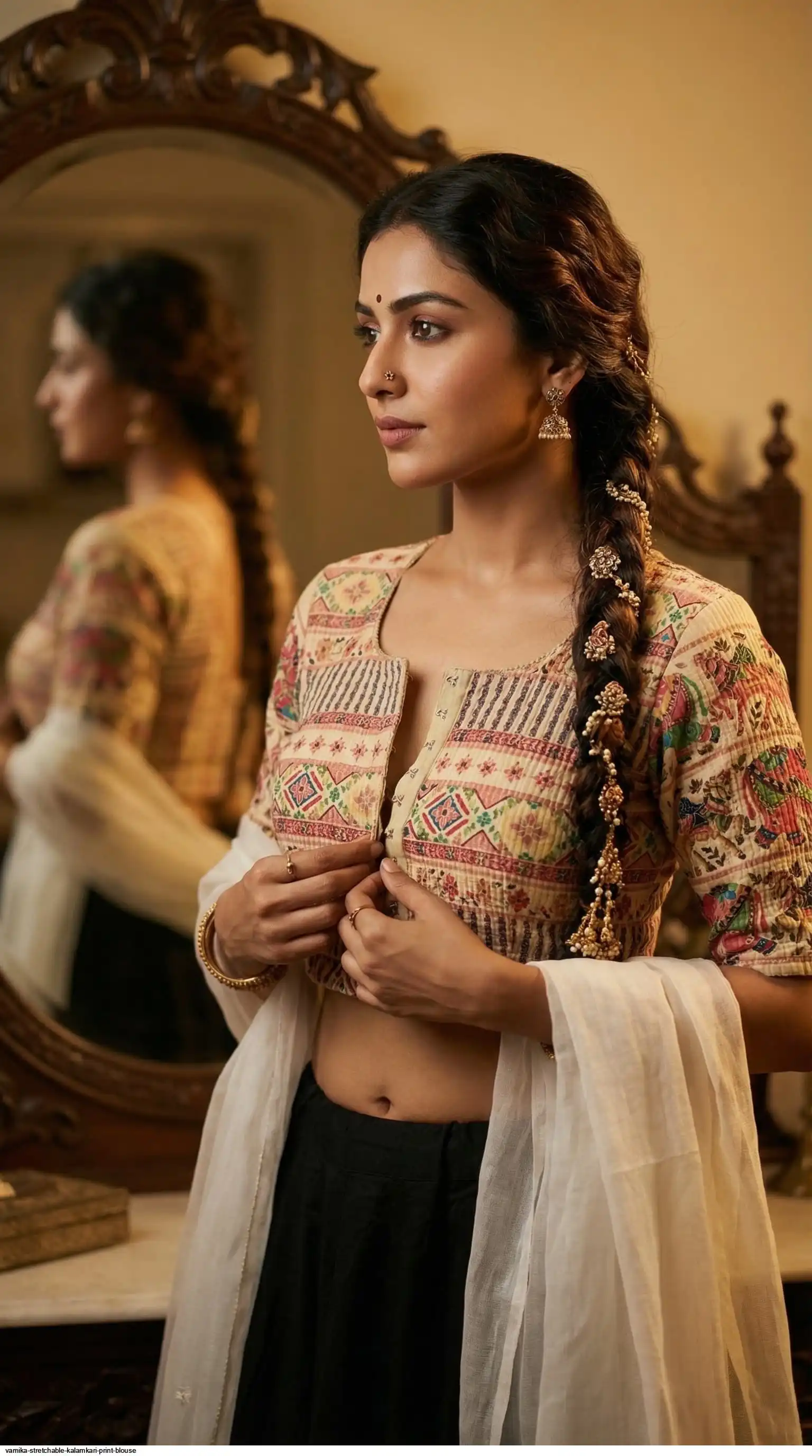 VAMIKA STRETCHABLE KALAMKARI PRINT BLOUSE B