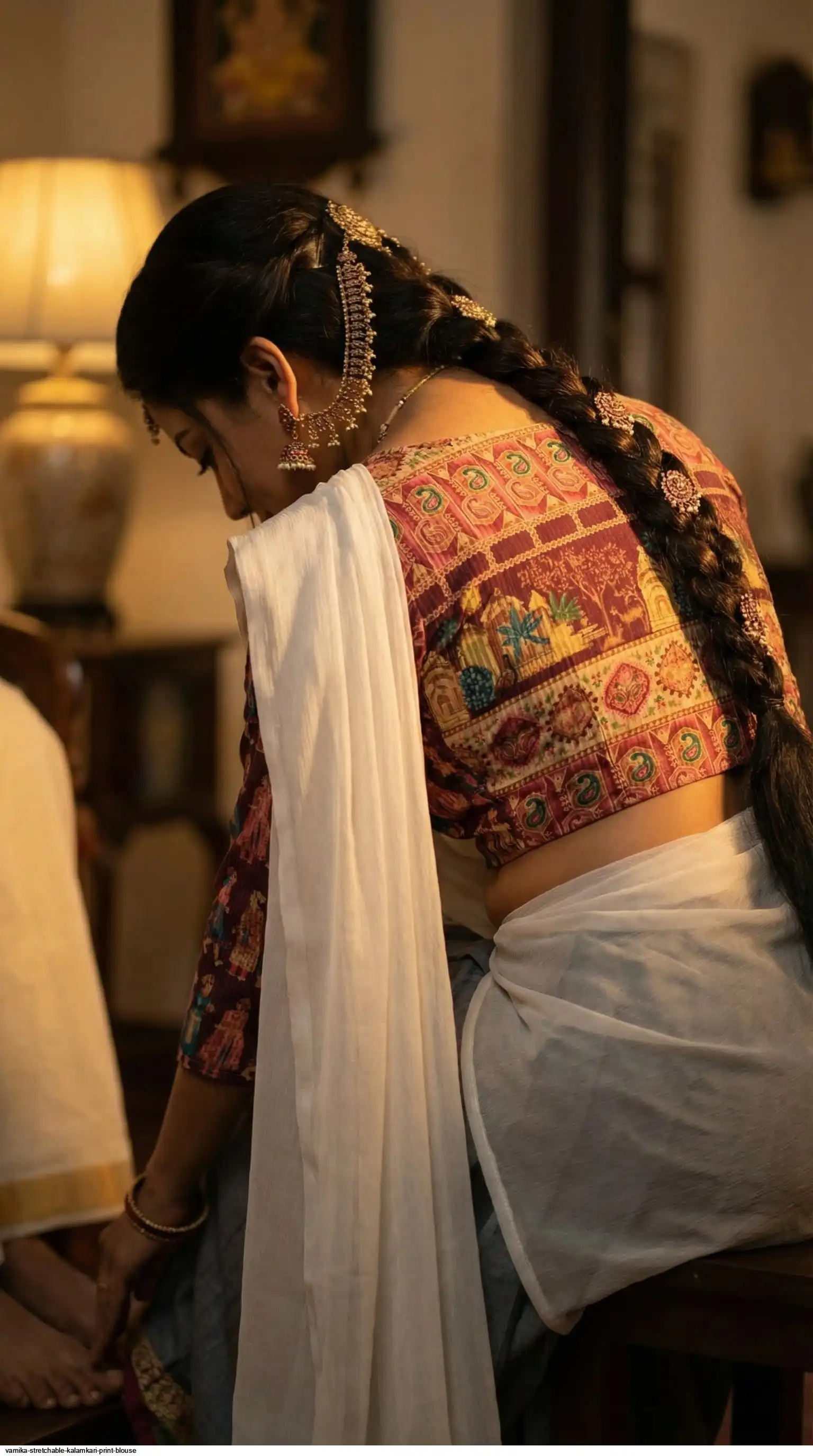 VAMIKA STRETCHABLE KALAMKARI PRINT BLOUSE D