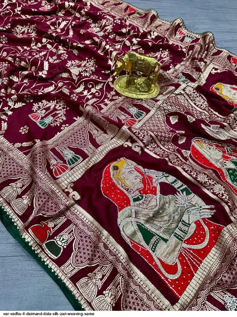 VAR VADHU 4 DAIMAND DOLA SILK ZARI WEAVING SAREE