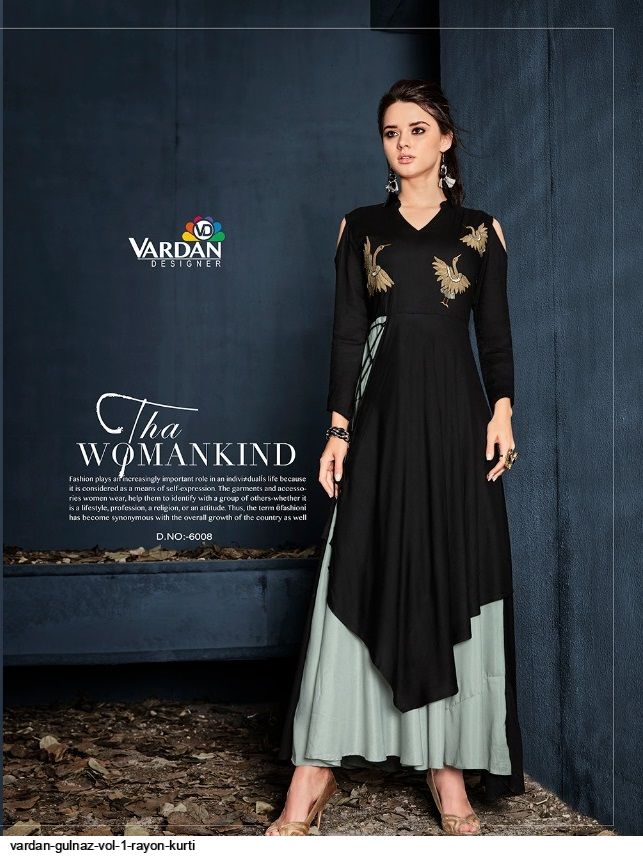 Embroidered Cotton Black Straight Kurti with Dupatta - KTI1575