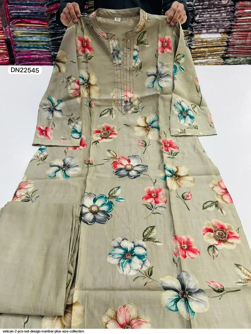 VATICAN 2 PCS KURTI SET DESIGN PLUS SIZE COLLECTION DN22545 D