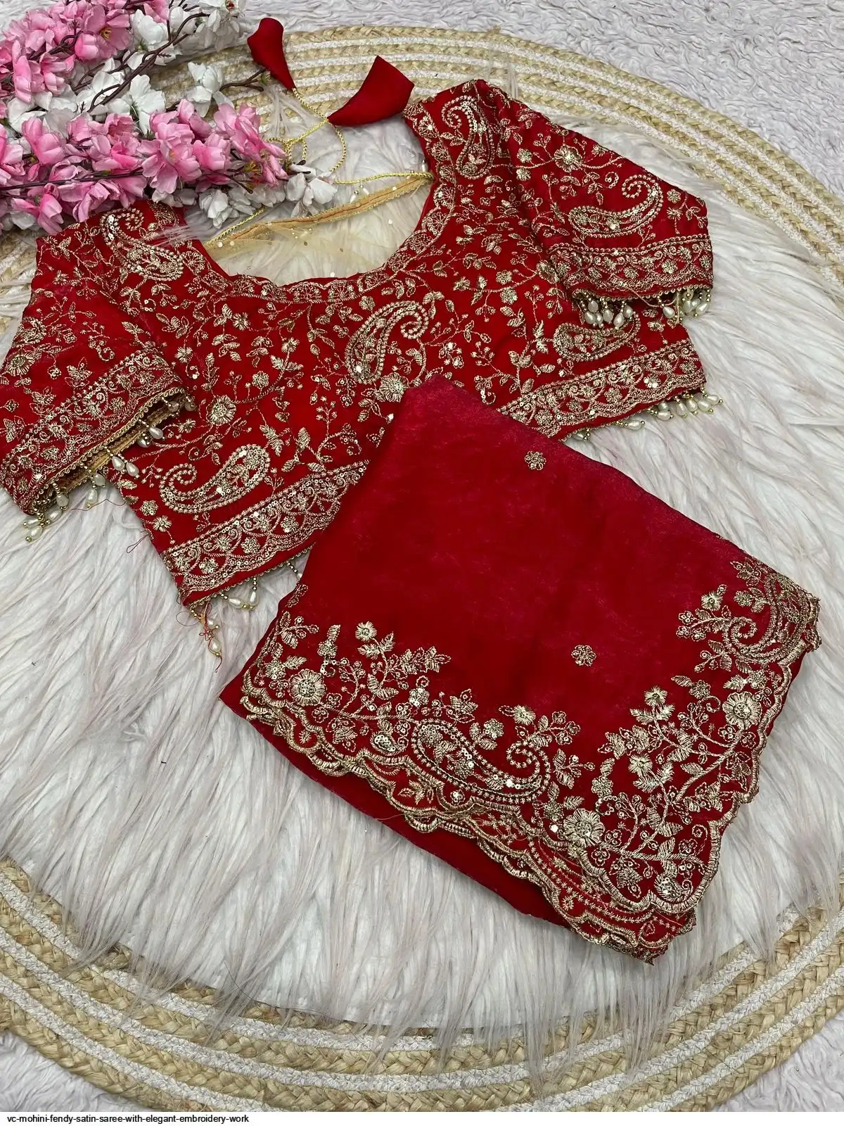 VC MOHINI FENDY SATIN SAREE WITH ELEGANT EMBROIDERY WORK E