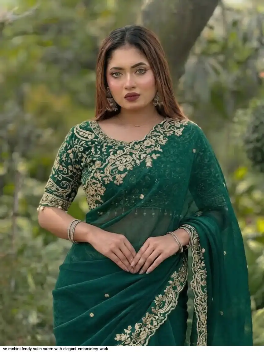 VC MOHINI FENDY SATIN SAREE WITH ELEGANT EMBROIDERY WORK D