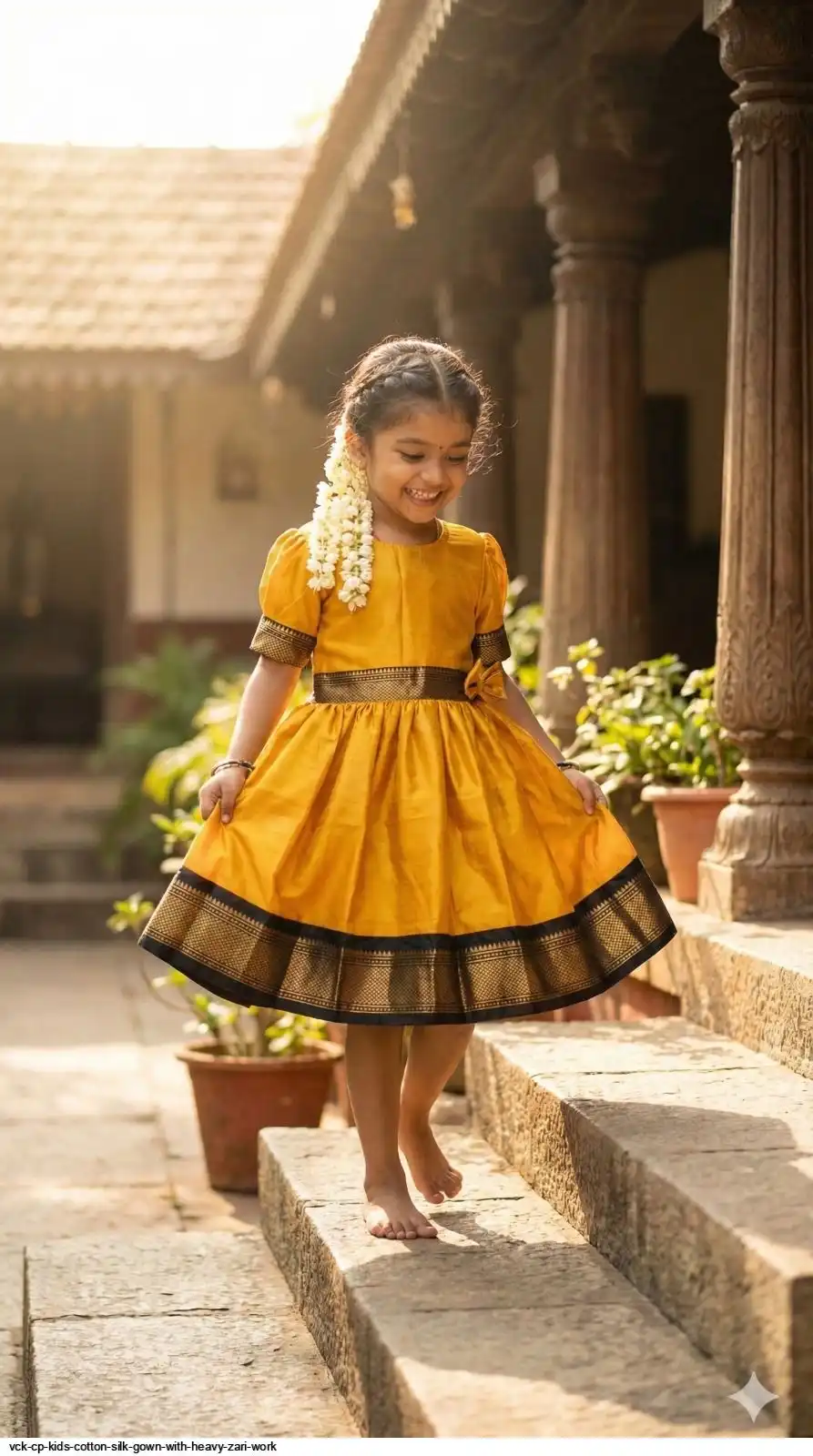 VCK CP KIDS COTTON SILK GOWN WITH HEAVY ZARI WORK I