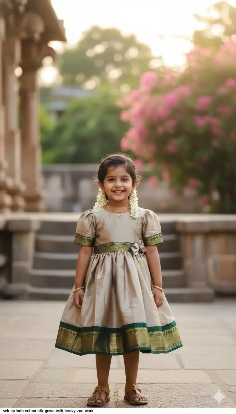 VCK CP KIDS COTTON SILK GOWN WITH HEAVY ZARI WORK D