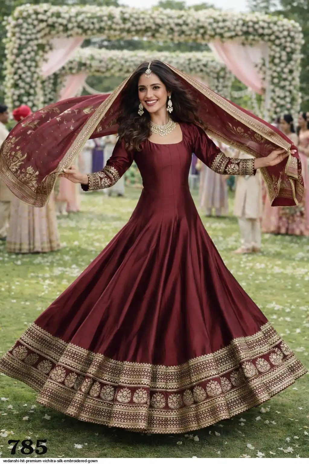 VEDANSHI HIT PREMIUM VICHITRA SILK EMBROIDERED GOWN A