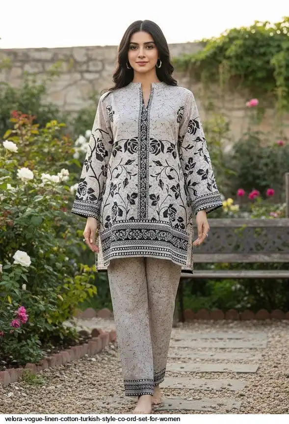 VELORA VOGUE LINEN COTTON TURKISH STYLE CO ORD SET FOR WOMEN H