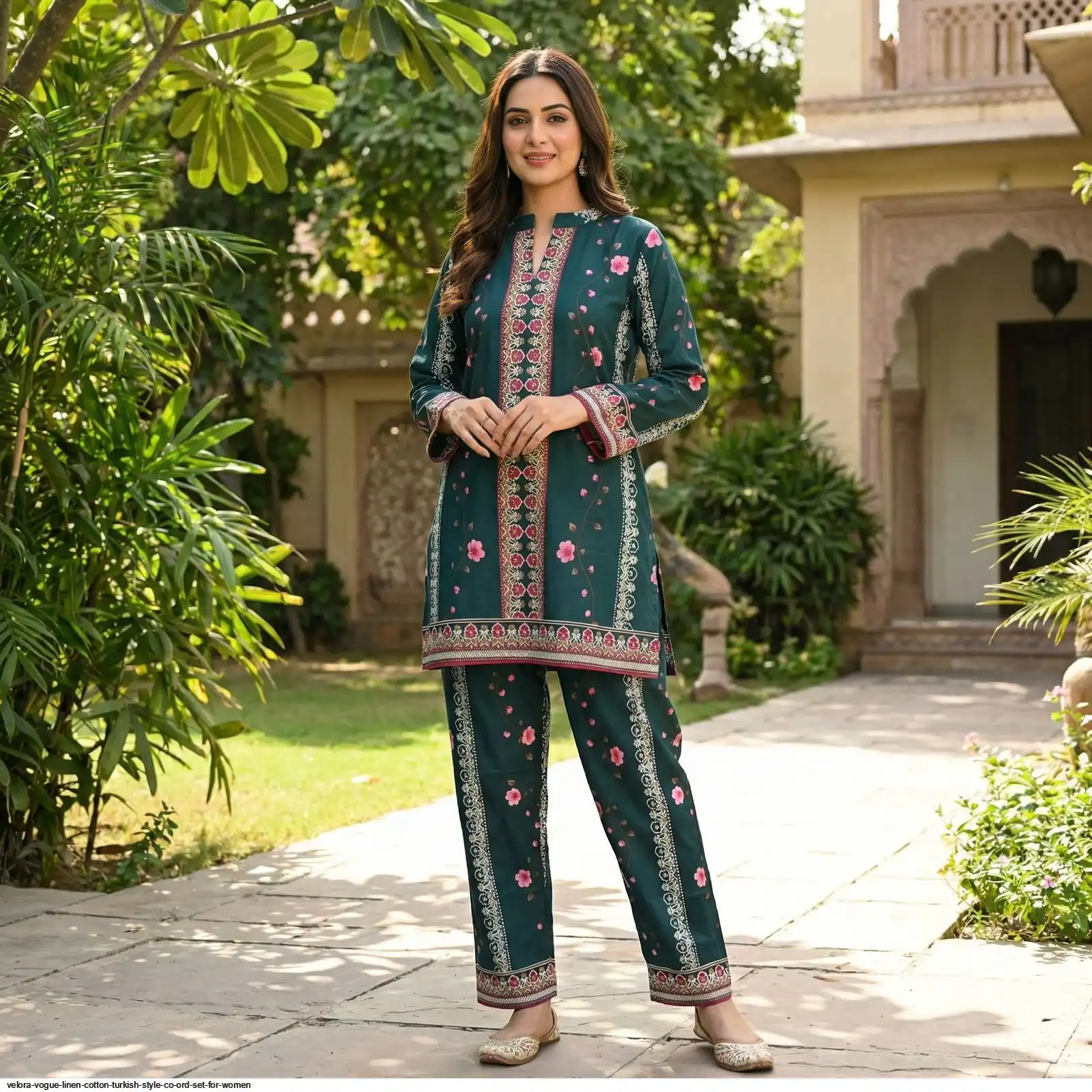 VELORA VOGUE LINEN COTTON TURKISH STYLE CO ORD SET FOR WOMEN D