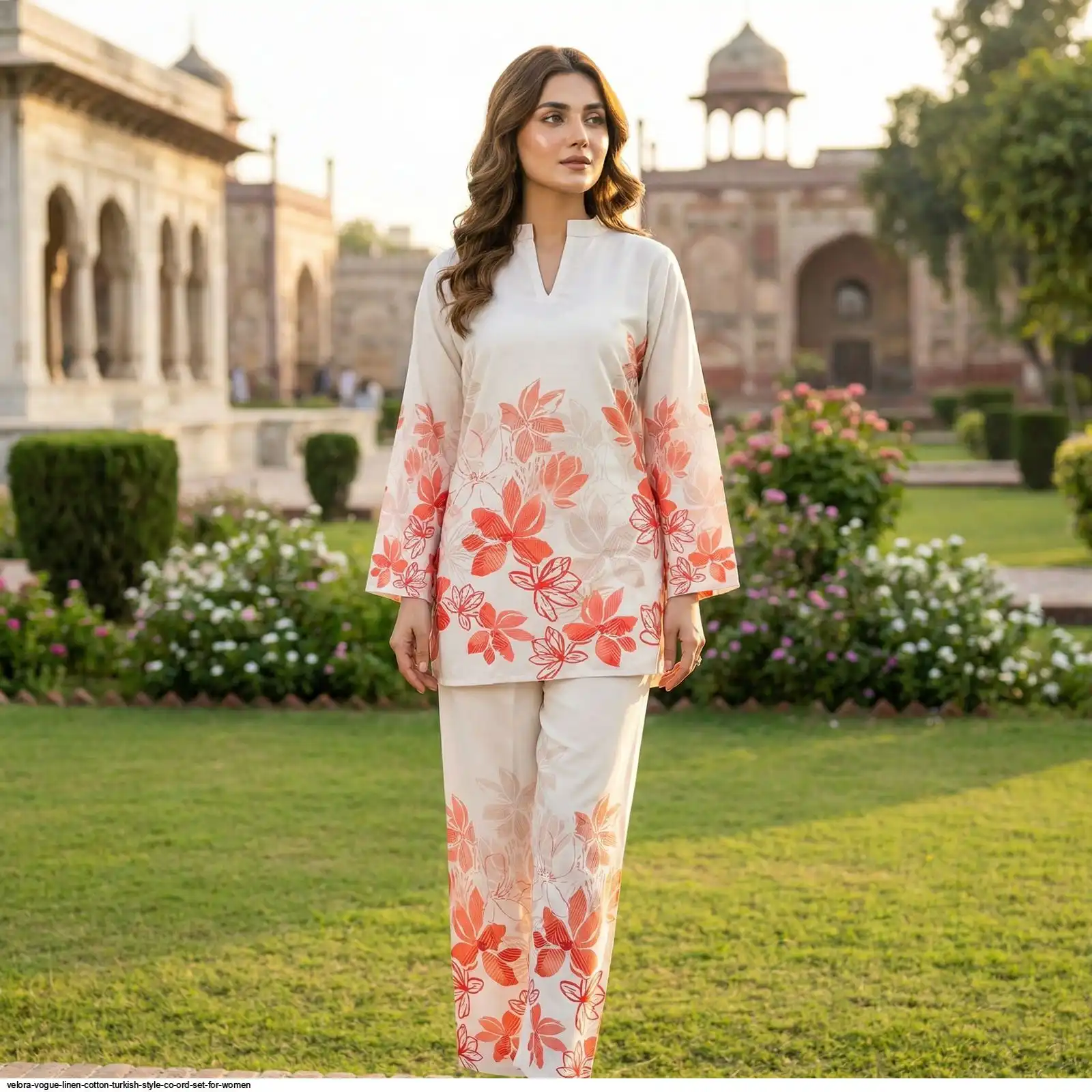 VELORA VOGUE LINEN COTTON TURKISH STYLE CO ORD SET FOR WOMEN B