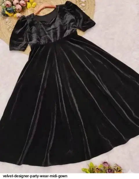 VELVET DESIGNER PARTY WEAR MIDI GOWN B