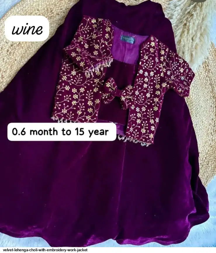 VELVET LEHENGA CHOLI WITH EMBROIDERY WORK JACKET 3