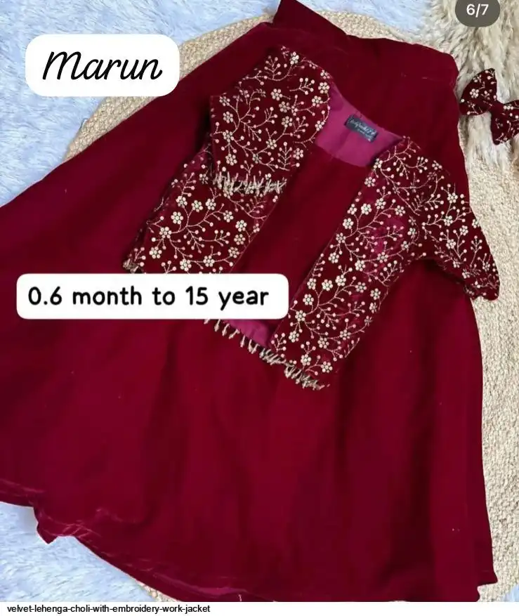 VELVET LEHENGA CHOLI WITH EMBROIDERY WORK JACKET 2