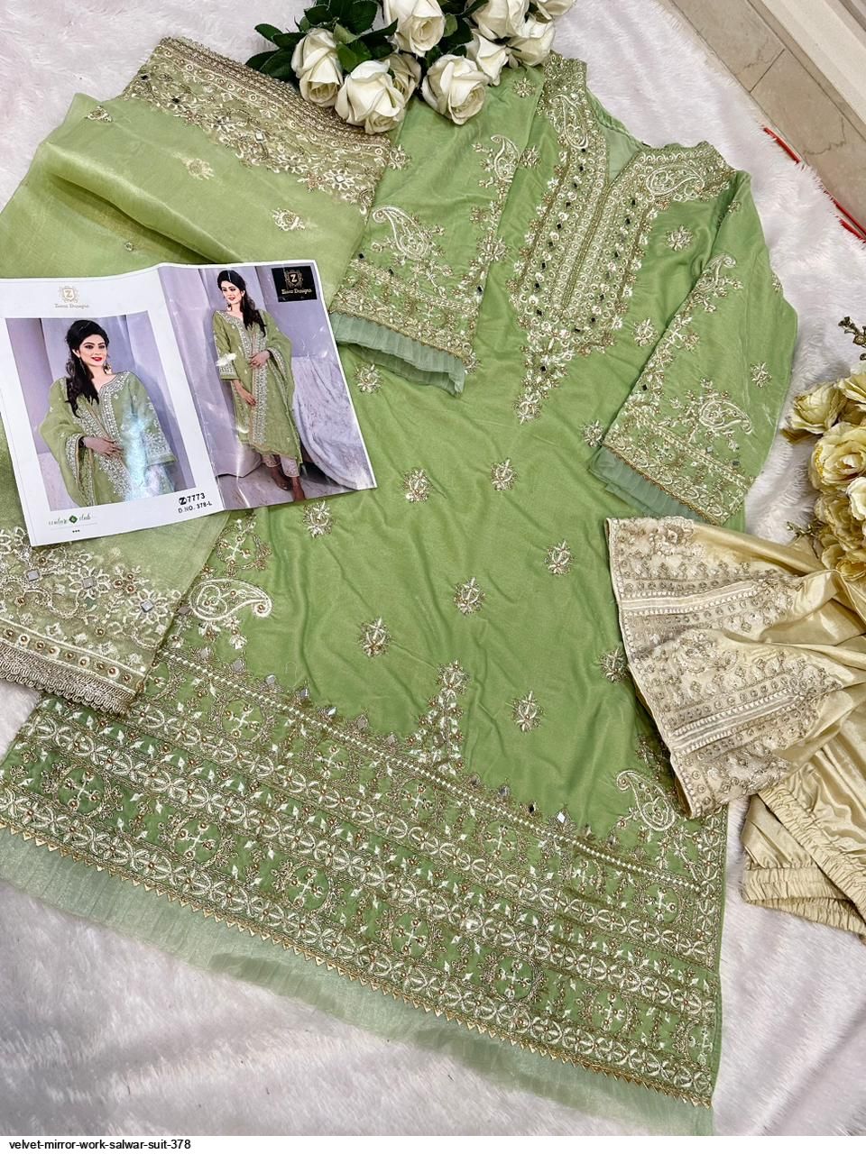 Velvet MIRROR WORK SALWAR SUIT 378