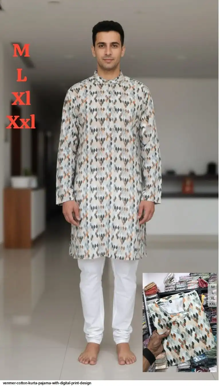 VENMER COTTON KURTA PAJAMA WITH DIGITAL PRINT DESIGN G