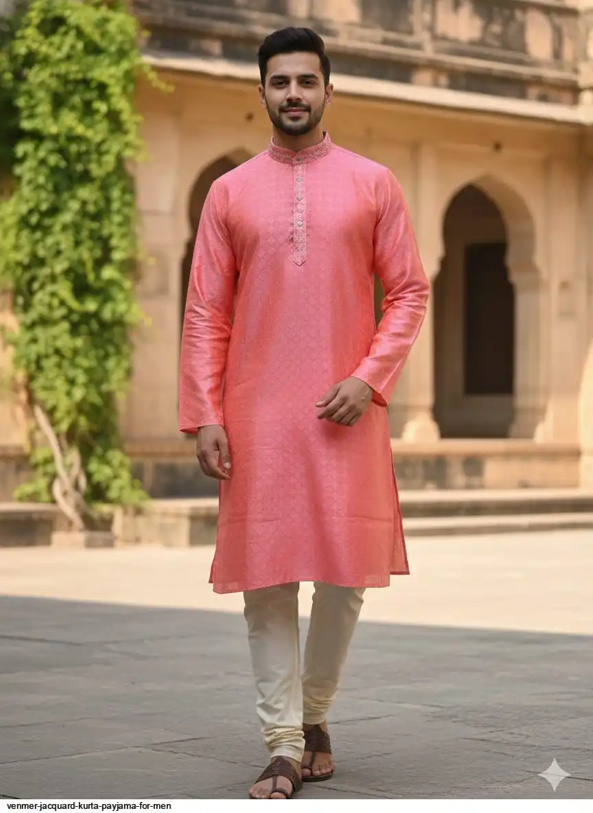 VENMER JACQUARD KURTA PAYJAMA FOR MEN B