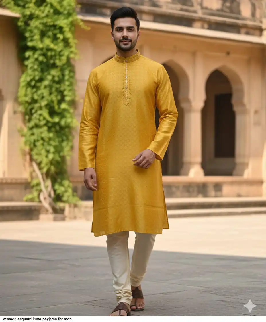VENMER JACQUARD KURTA PAYJAMA FOR MEN C
