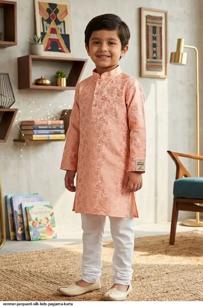 VENMER JACQUARD SILK KIDS PAYJAMA KURTA C