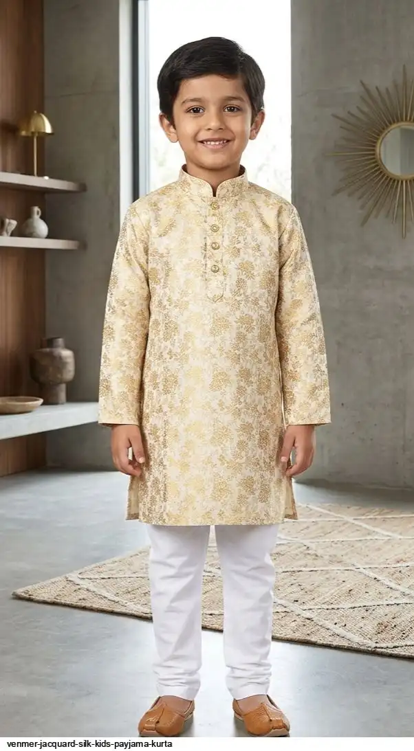 VENMER JACQUARD SILK KIDS PAYJAMA KURTA D