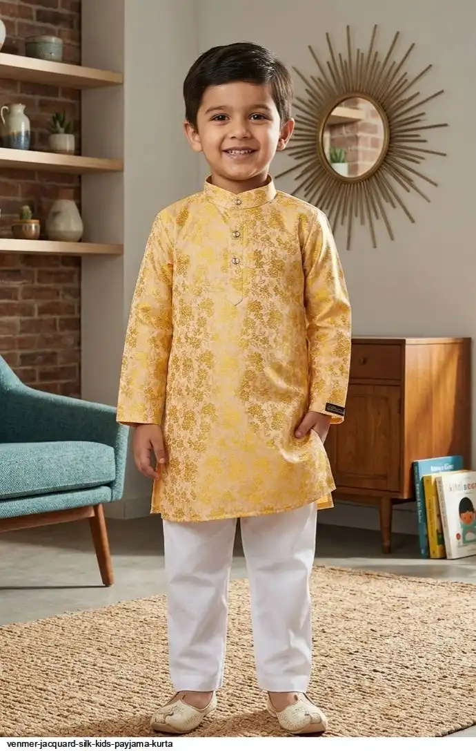 VENMER JACQUARD SILK KIDS PAYJAMA KURTA F