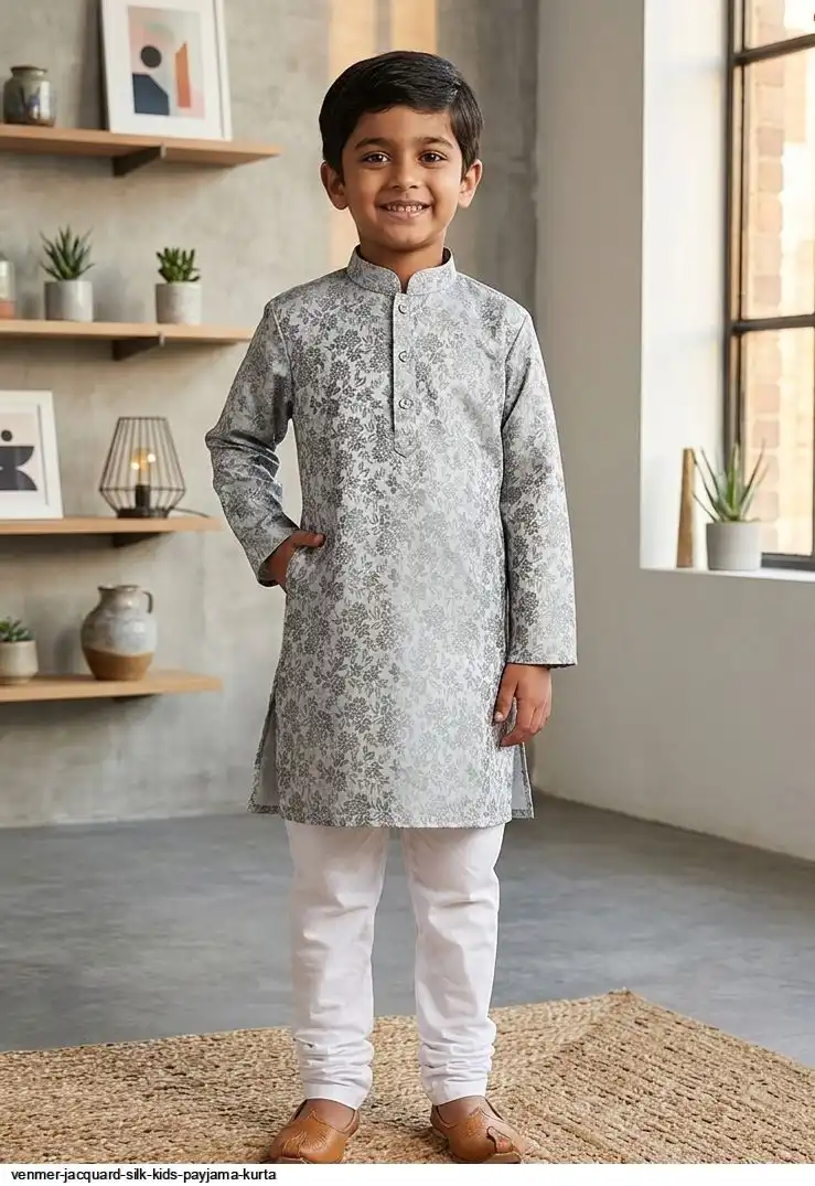VENMER JACQUARD SILK KIDS PAYJAMA KURTA G