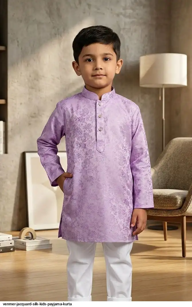 VENMER JACQUARD SILK KIDS PAYJAMA KURTA H