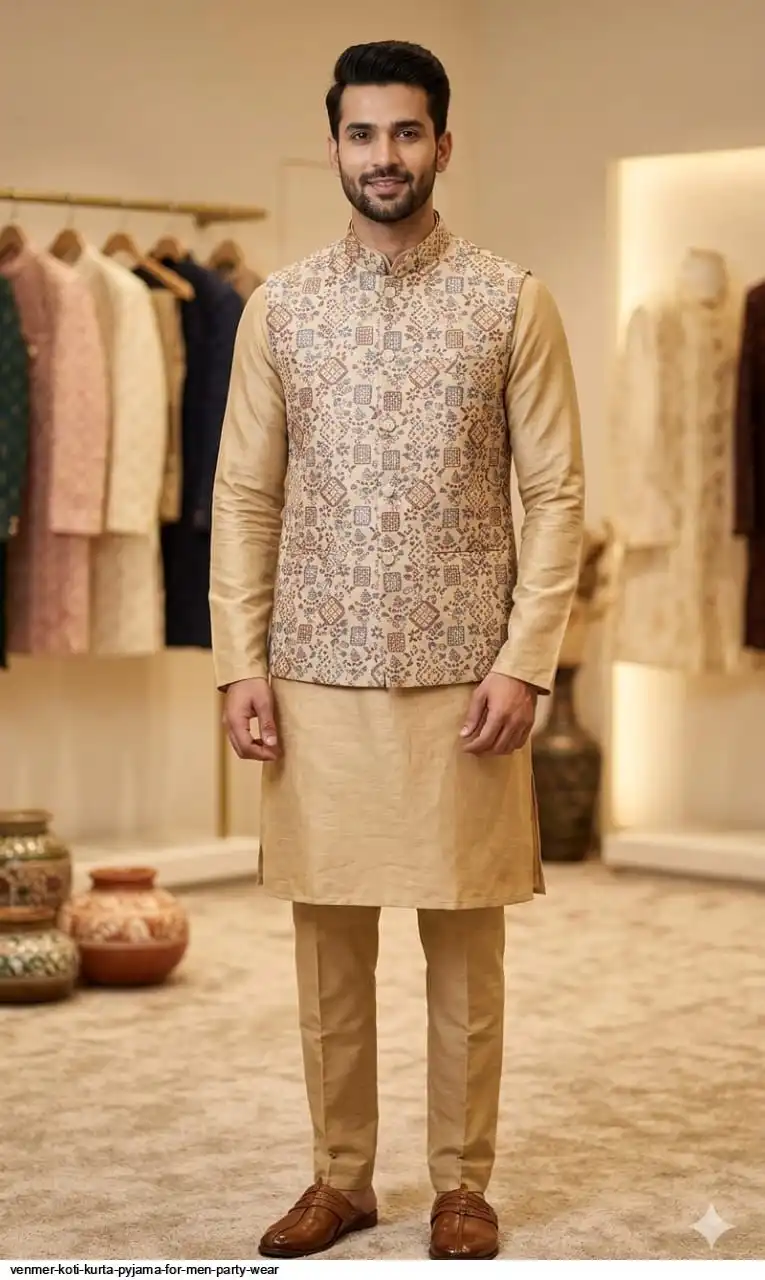 VENMER KOTI KURTA PYJAMA FOR MEN PARTY WEAR C