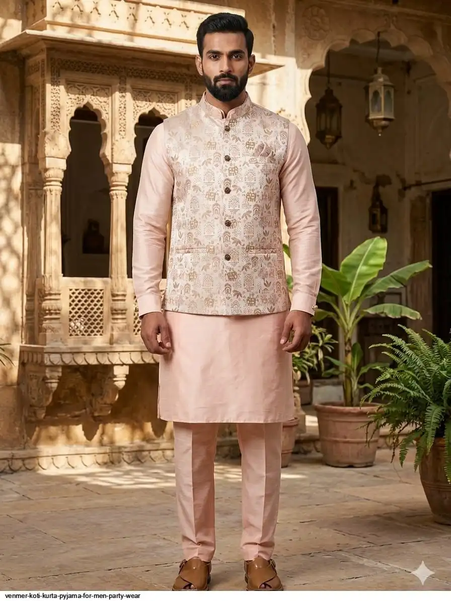 VENMER KOTI KURTA PYJAMA FOR MEN PARTY WEAR F