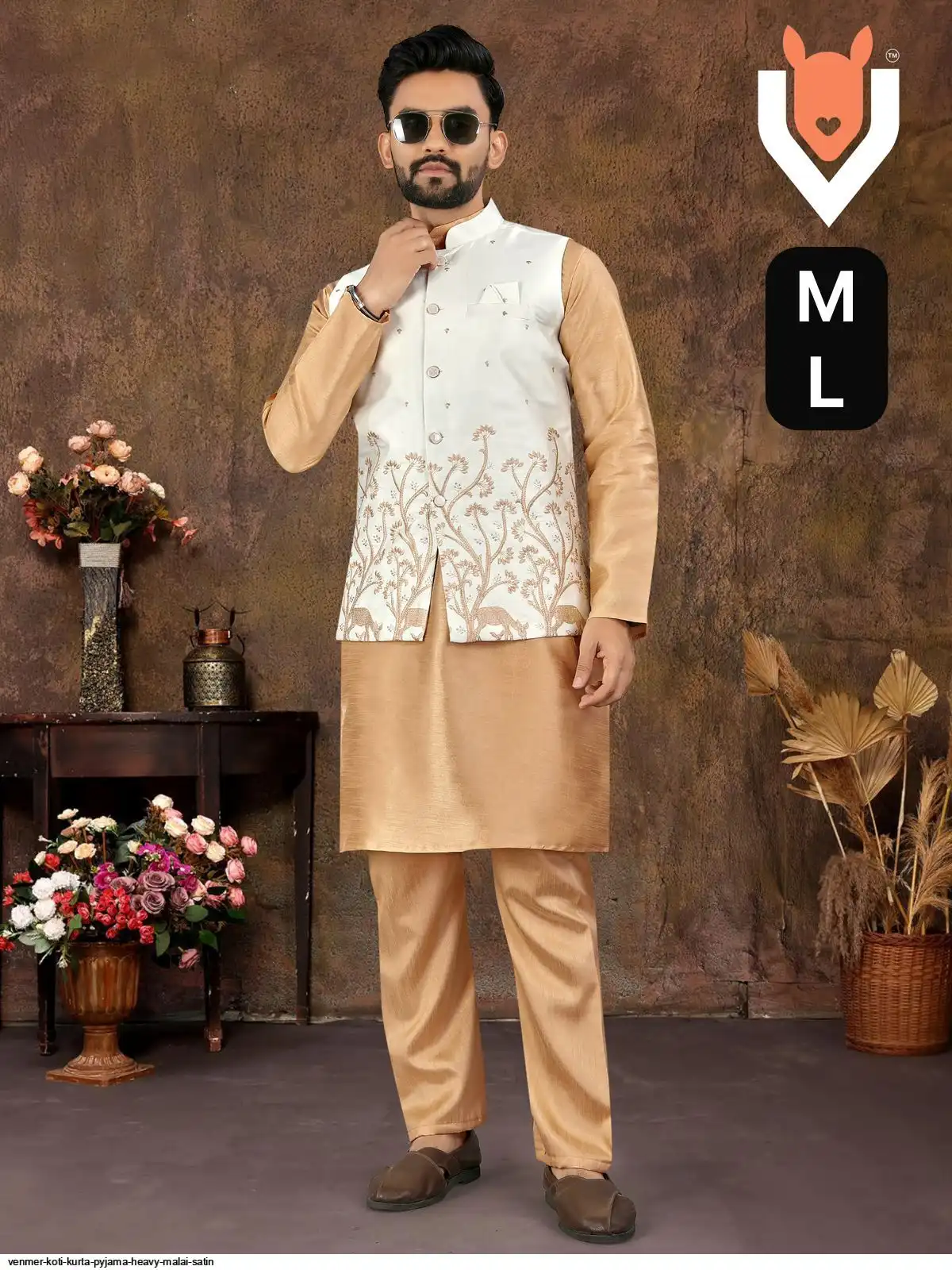 VENMER KOTI KURTA PYJAMA HEAVY MALAI SATIN D
