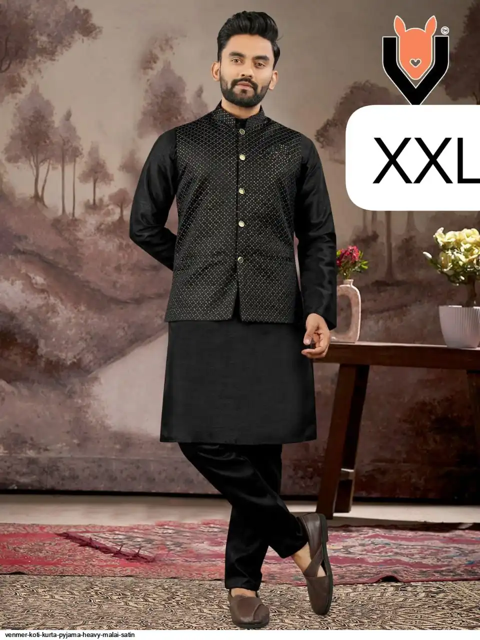 VENMER KOTI KURTA PYJAMA HEAVY MALAI SATIN E